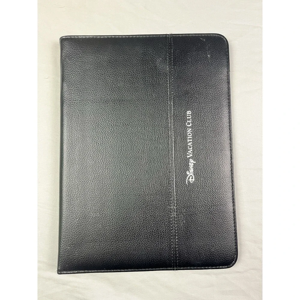Disney Vacation Club DVC Member Black Faux Leather Portfolio For Notepad And Pen